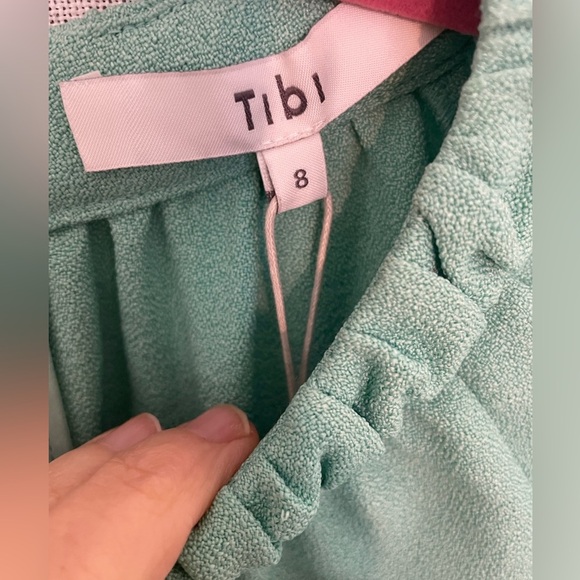 Tibi NWT Mica Crepe Dress with Buckle Detail, Shirred Neck NYC Designer‎ - Picture 3 of 10